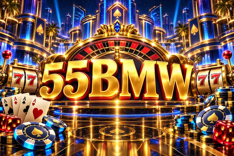 55bmw brand artwork in a gold and jewel casino scene — original concept illustration