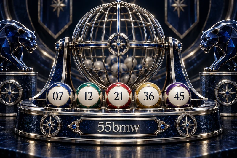 55bmw — lottery cage at sample numbered balls na 07, 12, 21, 36, 45